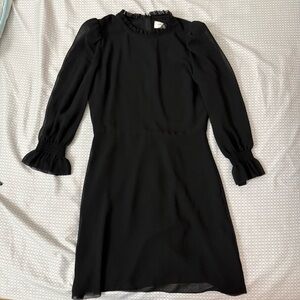 Wilfred Black Long-Sleeve Mini Dress with Ruffle Details - 4